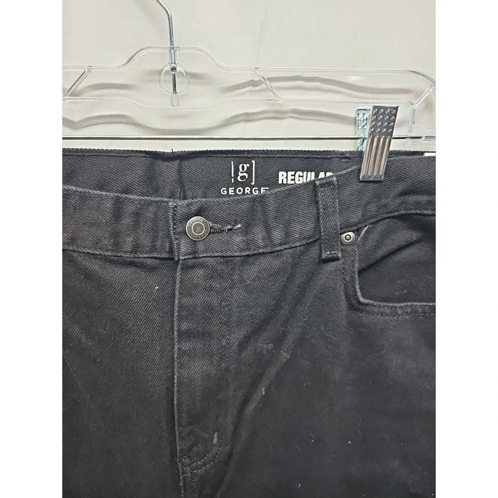George Men's Black Denim Jeans Pants Regular‎ Size 38/32